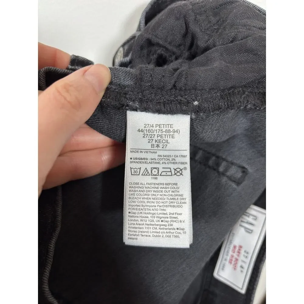 GAP Baby Boot Jeans Womens 27/4P Black Mid Rise Bootcut Stretch Washed Black